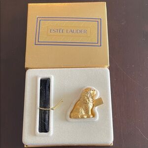 Estée Lauder Gold Dog Compact with Black Velvet Strap